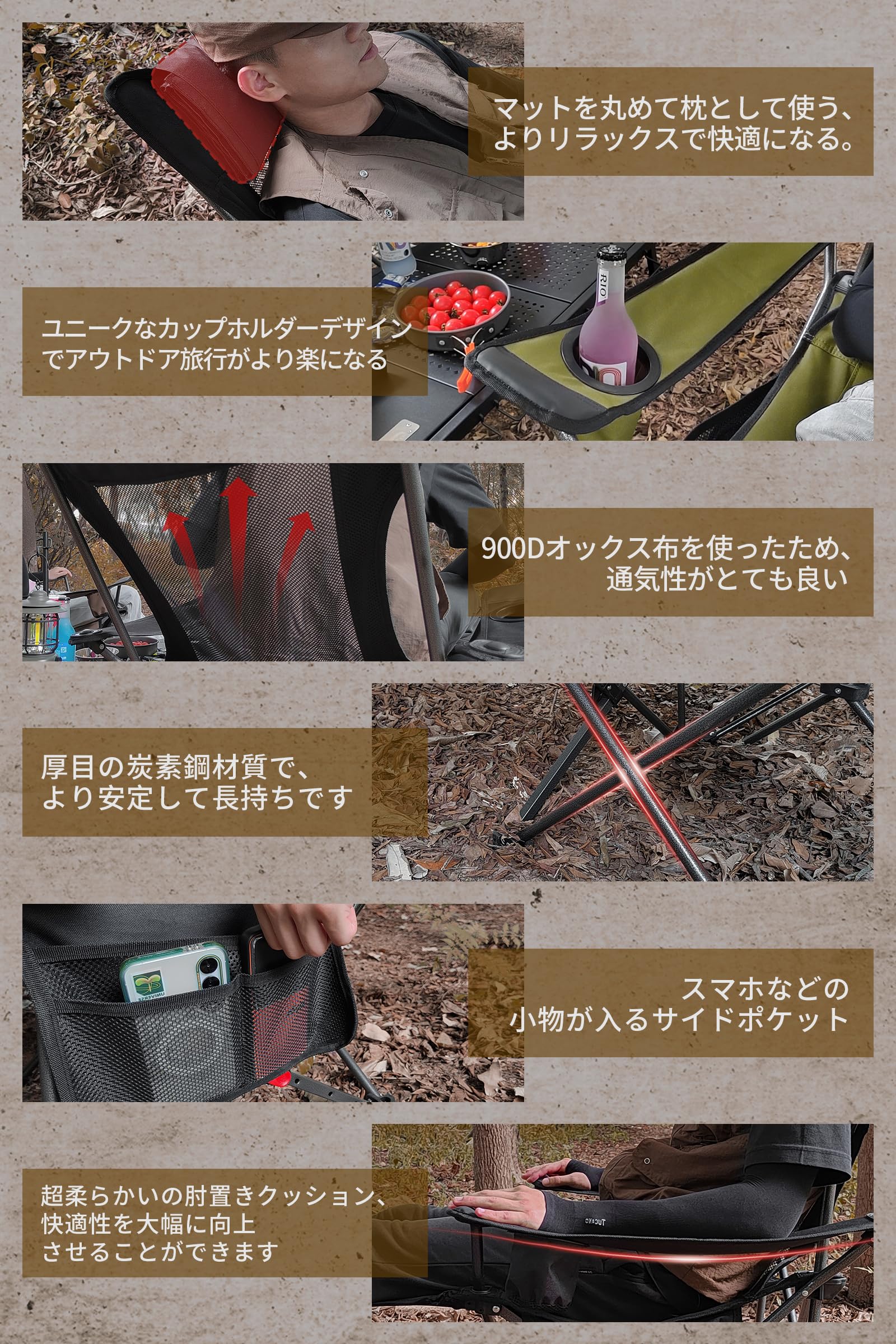 Amazon.co.jp: DesertFox リクライニングチェア キャンプ椅子 単品